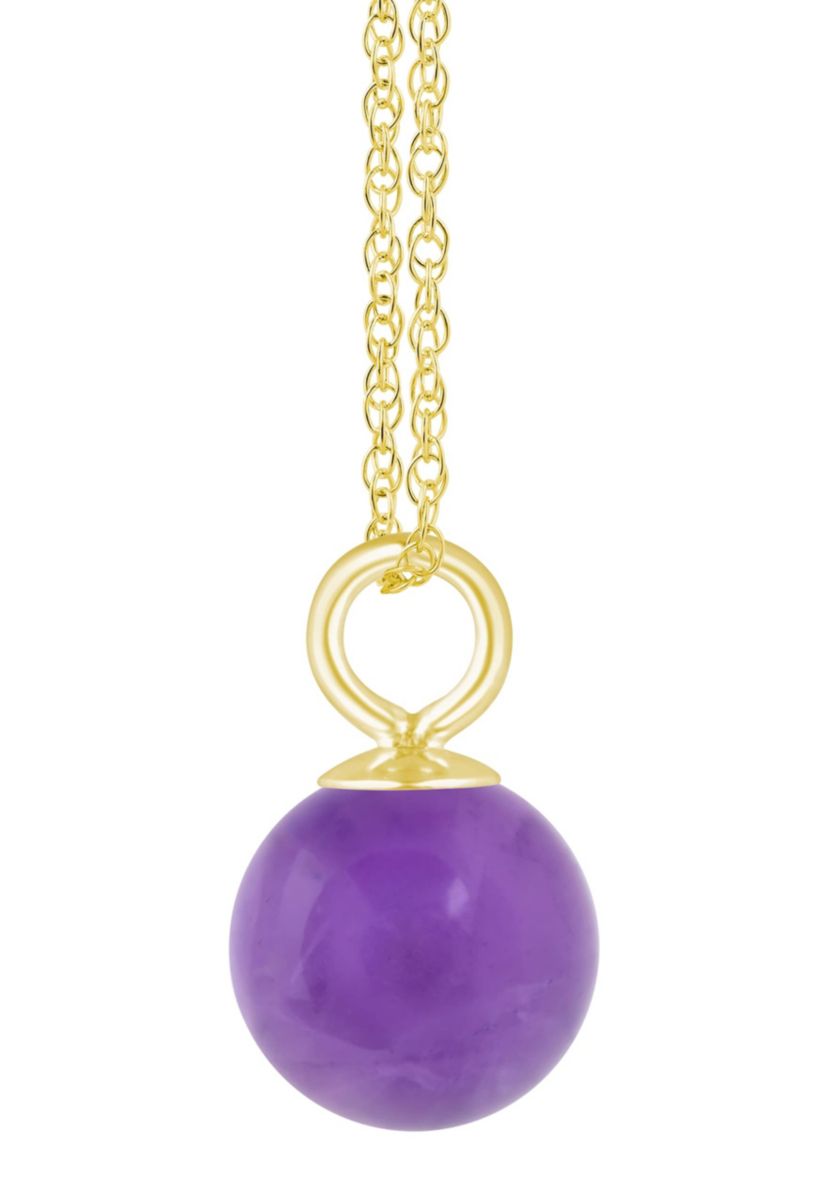 10K Gold 6mm Sphere Cape Amethyst Pendant Necklace