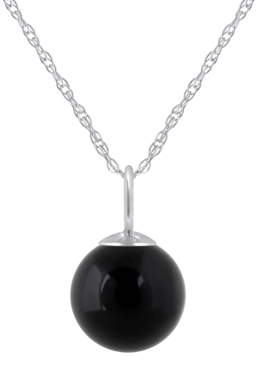 10K Gold 6mm Sphere Black Onyx Pendant Necklace