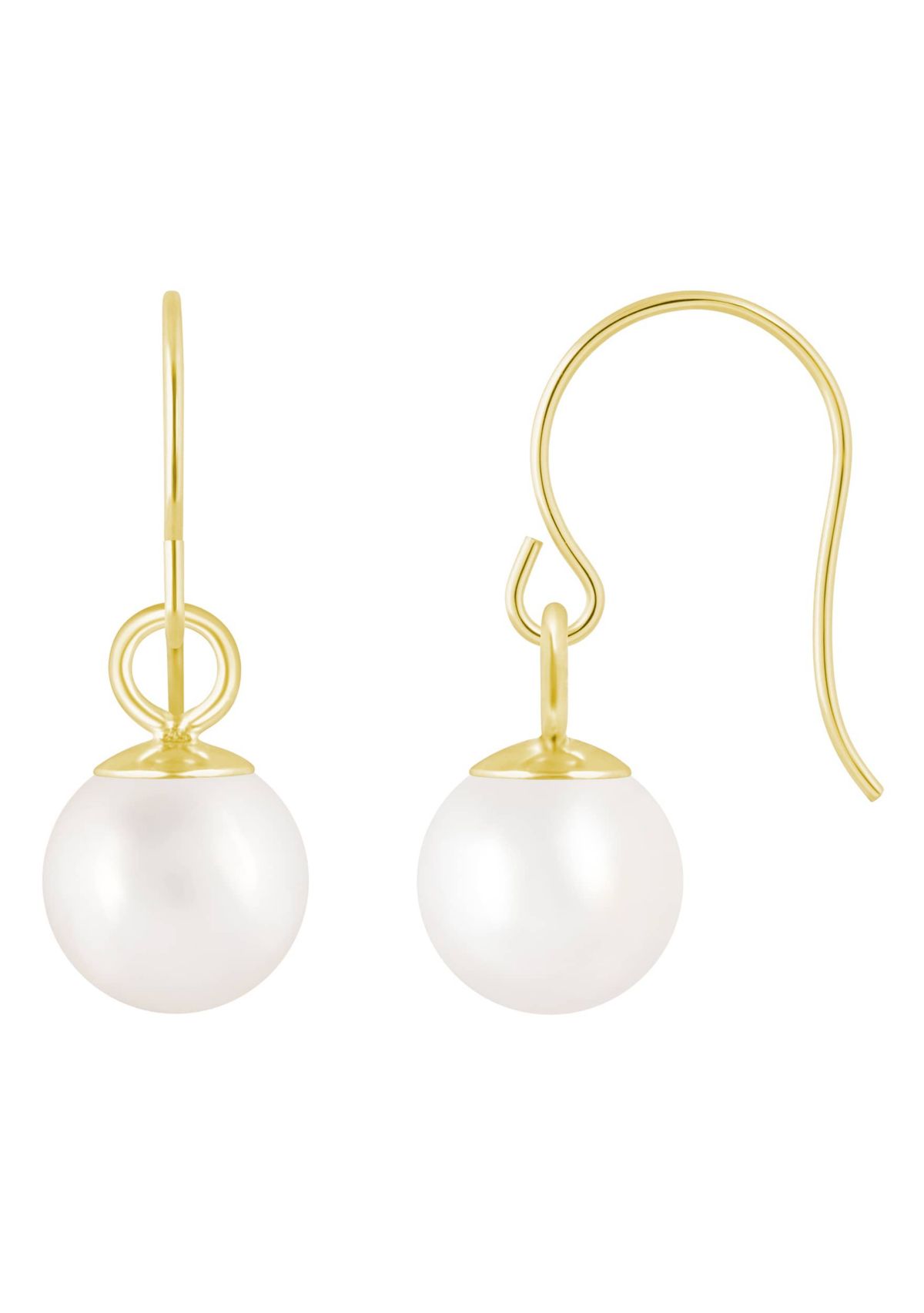 10K Gold 5mm Round Pearl Drop Earrings
