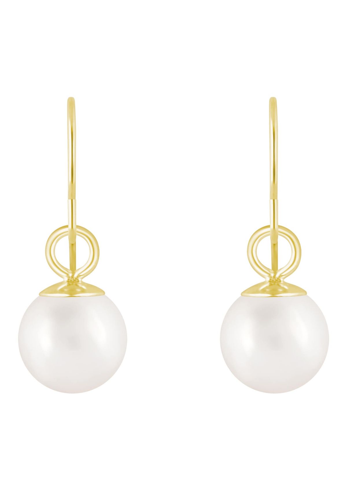 10K Gold 5mm Round Pearl Drop Earrings