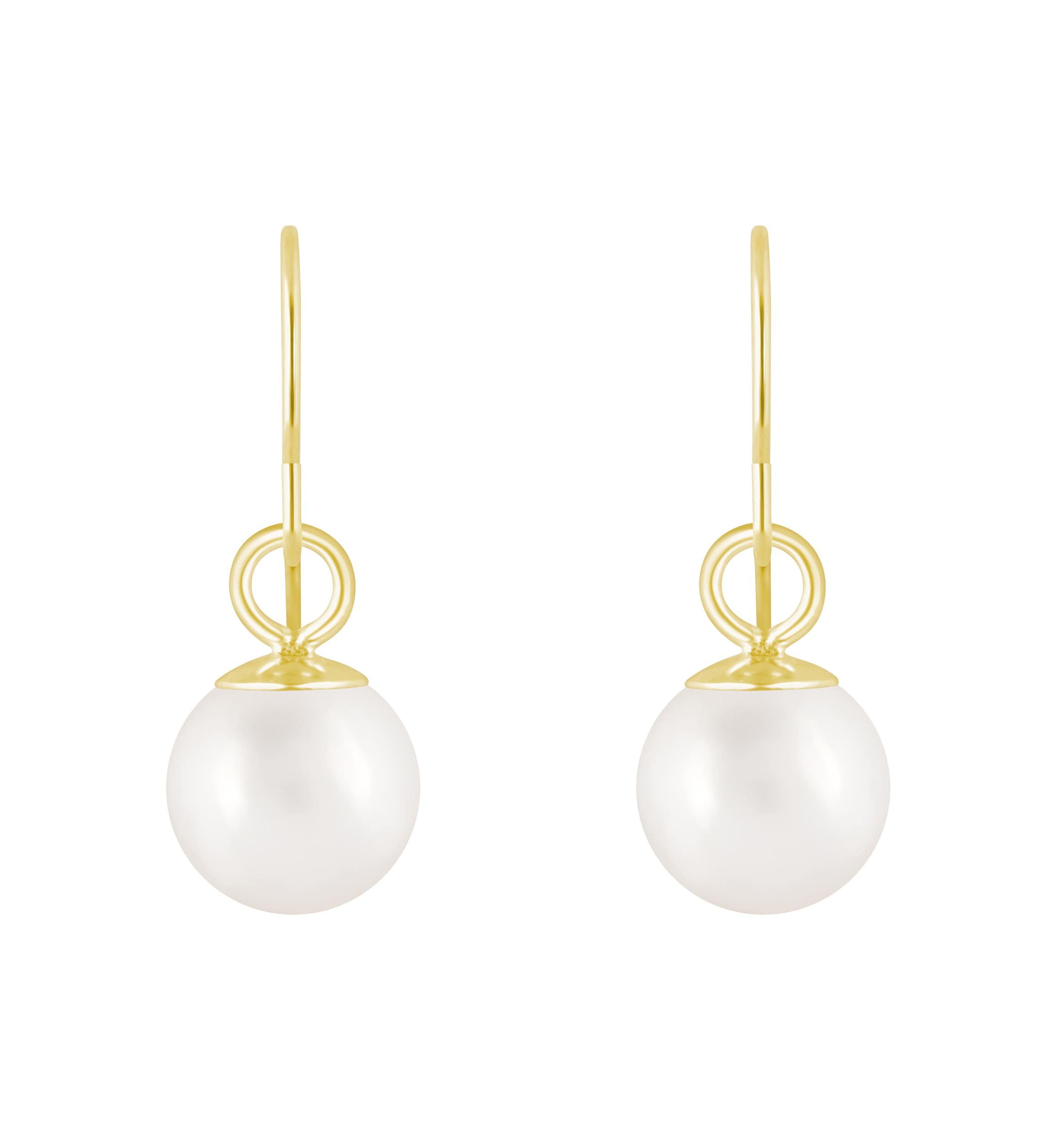 10K Gold 5mm Round Pearl Drop Earrings