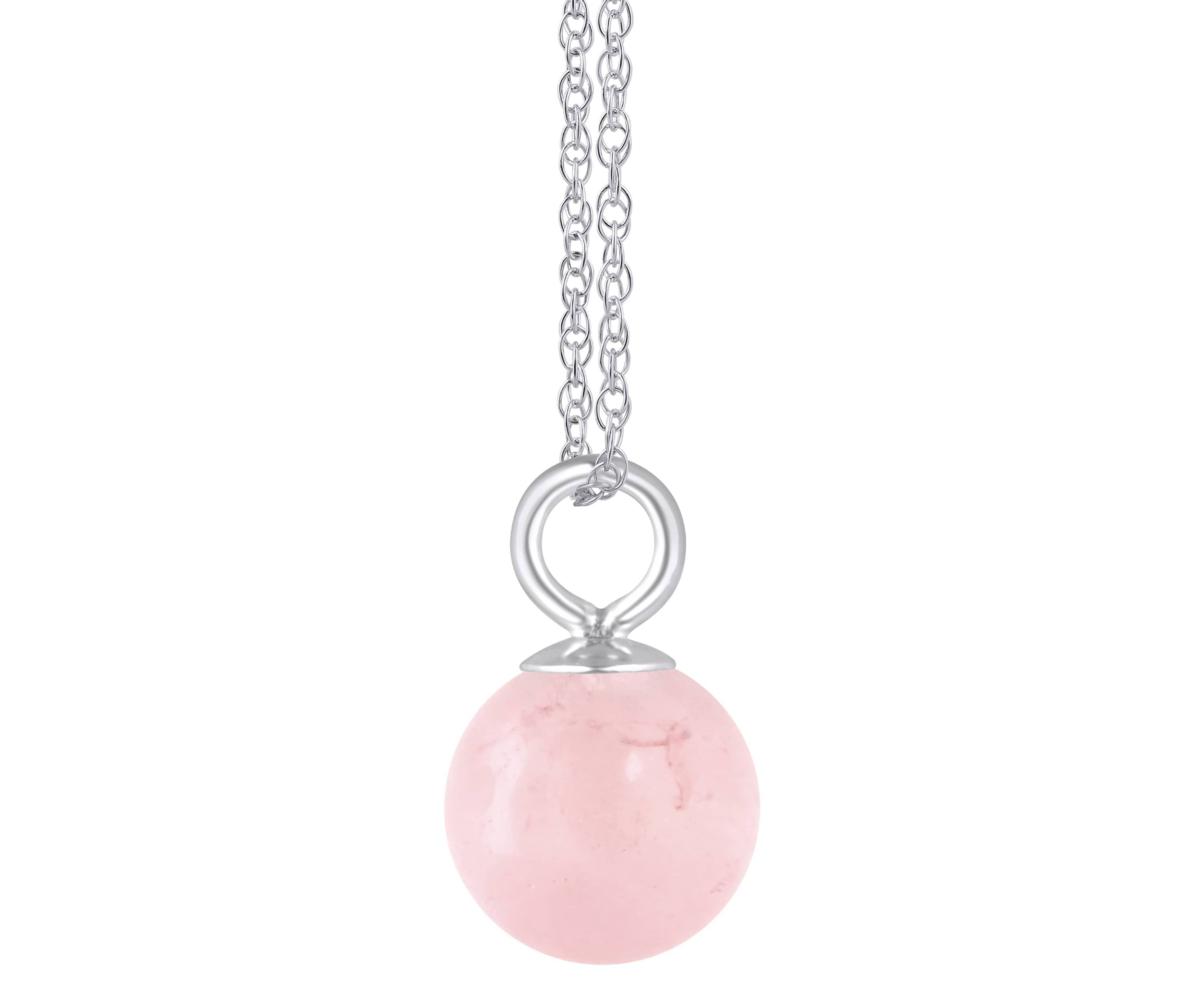 10K Gold 6mm Sphere Rose Quartz Pendant Necklace