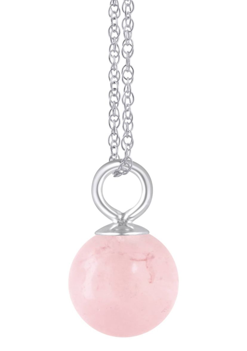10K Gold 6mm Sphere Rose Quartz Pendant Necklace