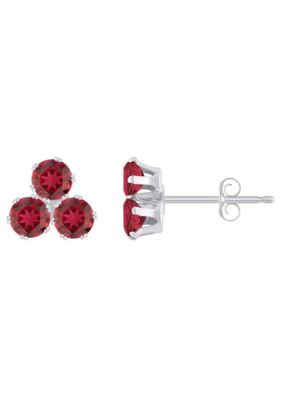 Belk & Co 10K White Gold 3mm Round Gemstone Triple Cluster Stud Earrings