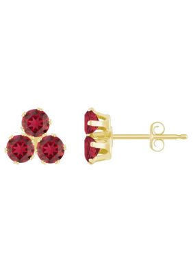 Belk & Co 10K White Gold 3mm Round Gemstone Triple Cluster Stud Earrings