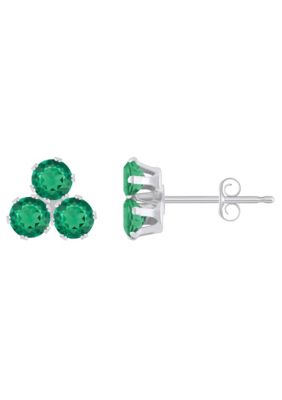 Belk & Co 10K White Gold 3mm Round Gemstone Triple Cluster Stud Earrings