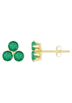 Belk & Co 10K White Gold 3mm Round Gemstone Triple Cluster Stud Earrings