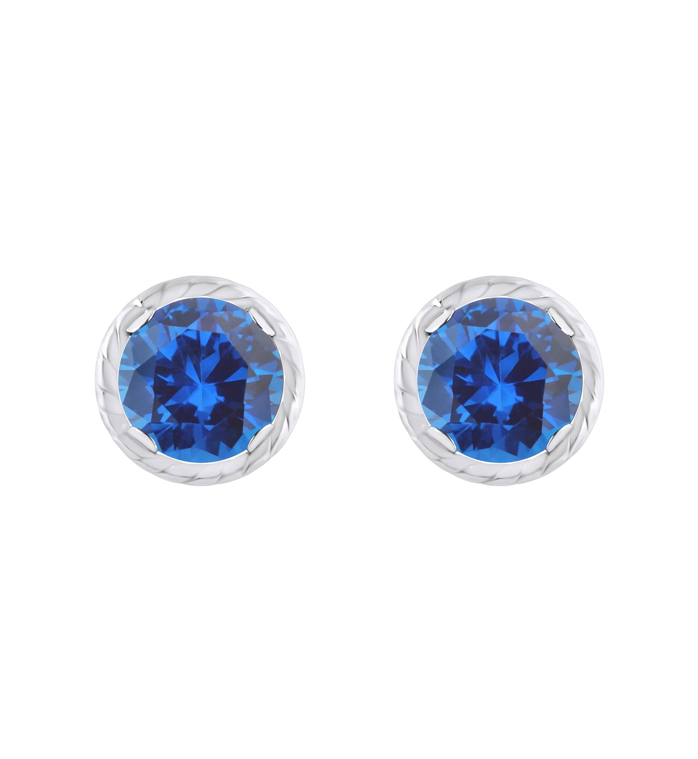 Lab Created 10K Gold 5mm Round Created Sapphire Martini Rope Stud Earrings