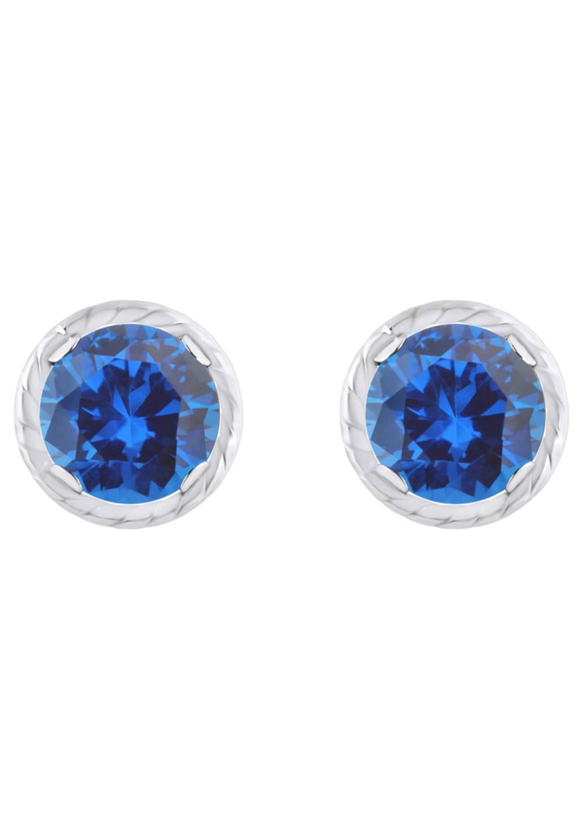 Lab Created 10K Gold 5mm Round Created Sapphire Martini Rope Stud Earrings