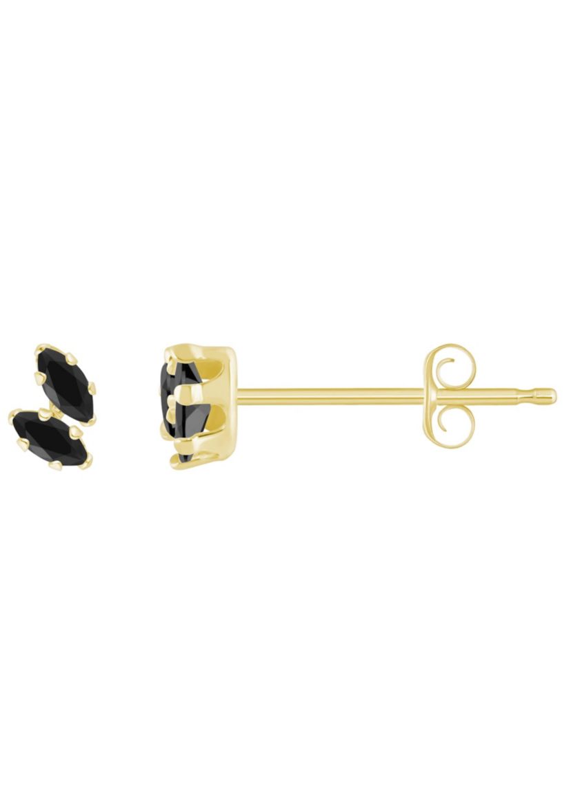 10K Gold 4x2mm Marquise Black Onyx Stud Earrings
