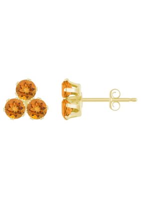 Belk & Co 10K White Gold 3mm Round Gemstone Triple Cluster Stud Earrings