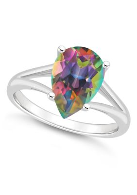 Belk & Co Sterling Silver 12x8mm Pear Shape Mystic Topaz Ring, 5
