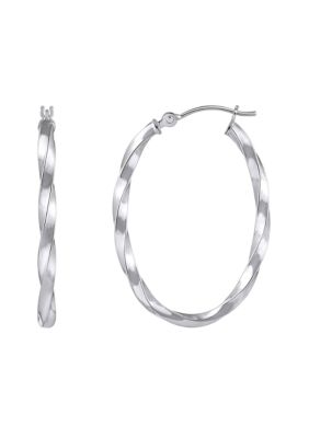 Belk & Co 14K Gold 30mm Oval Twisted Hoop Earrings, White