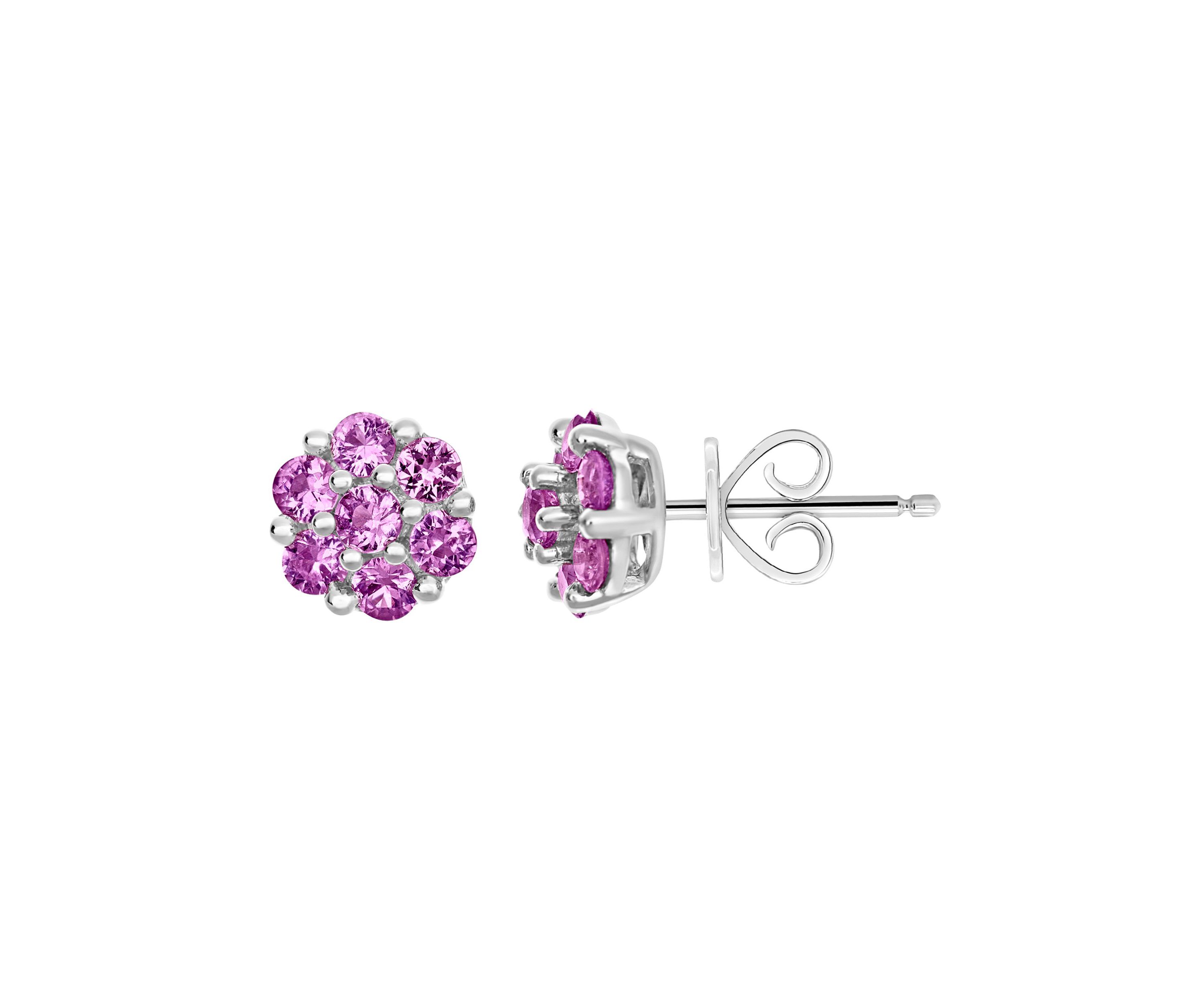Sterling Silver Pink Sapphire Earrings