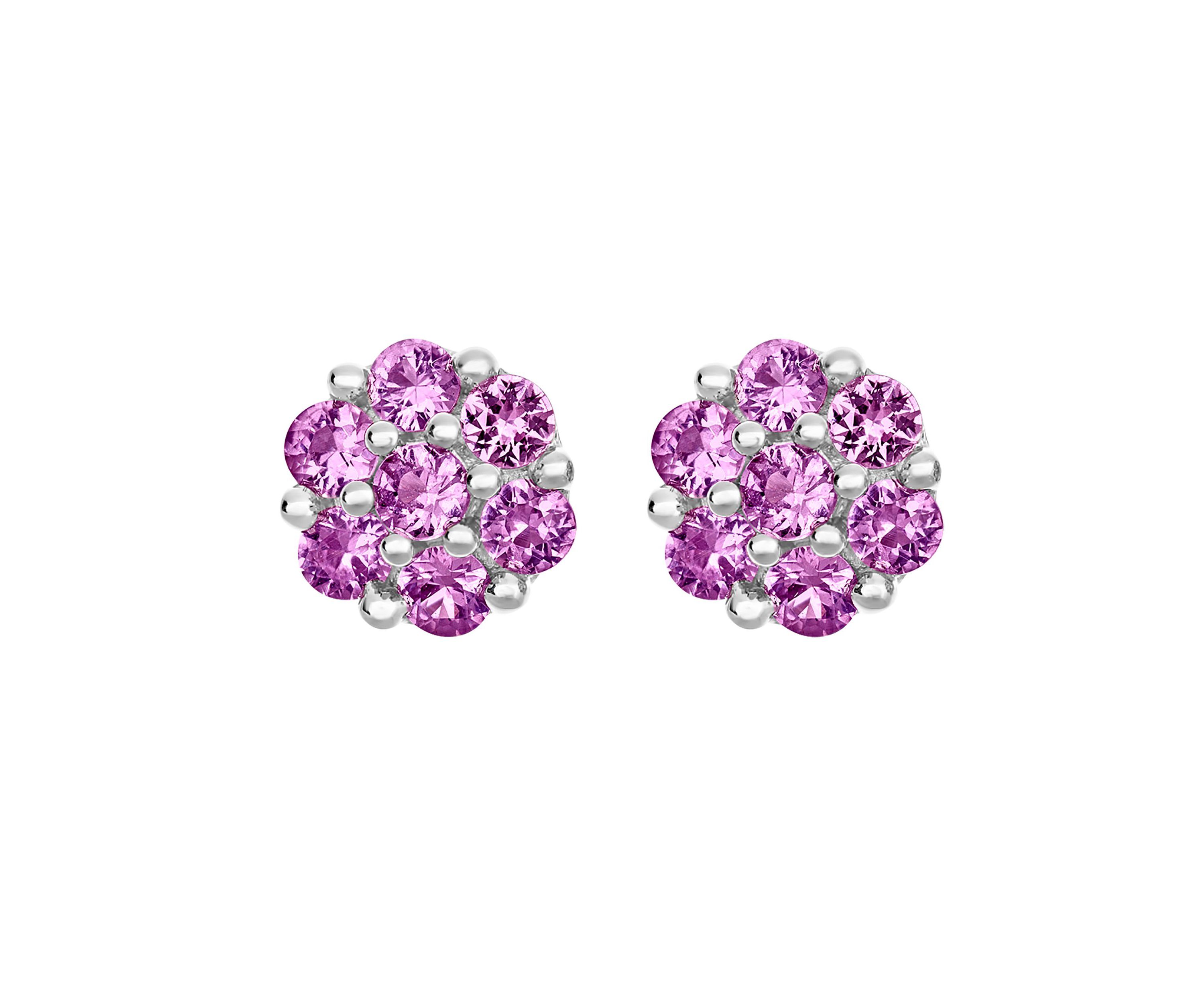 Sterling Silver Pink Sapphire Earrings