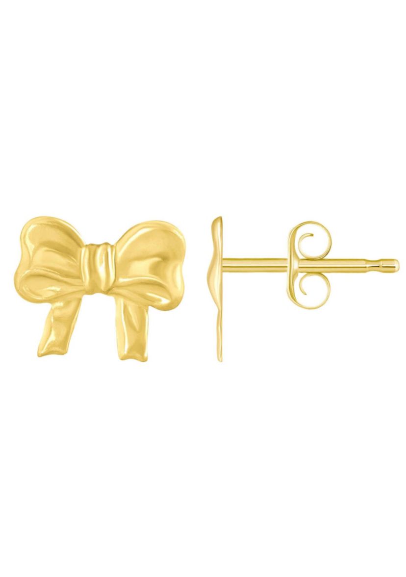 14K Yellow Gold Bow Stud Earrings