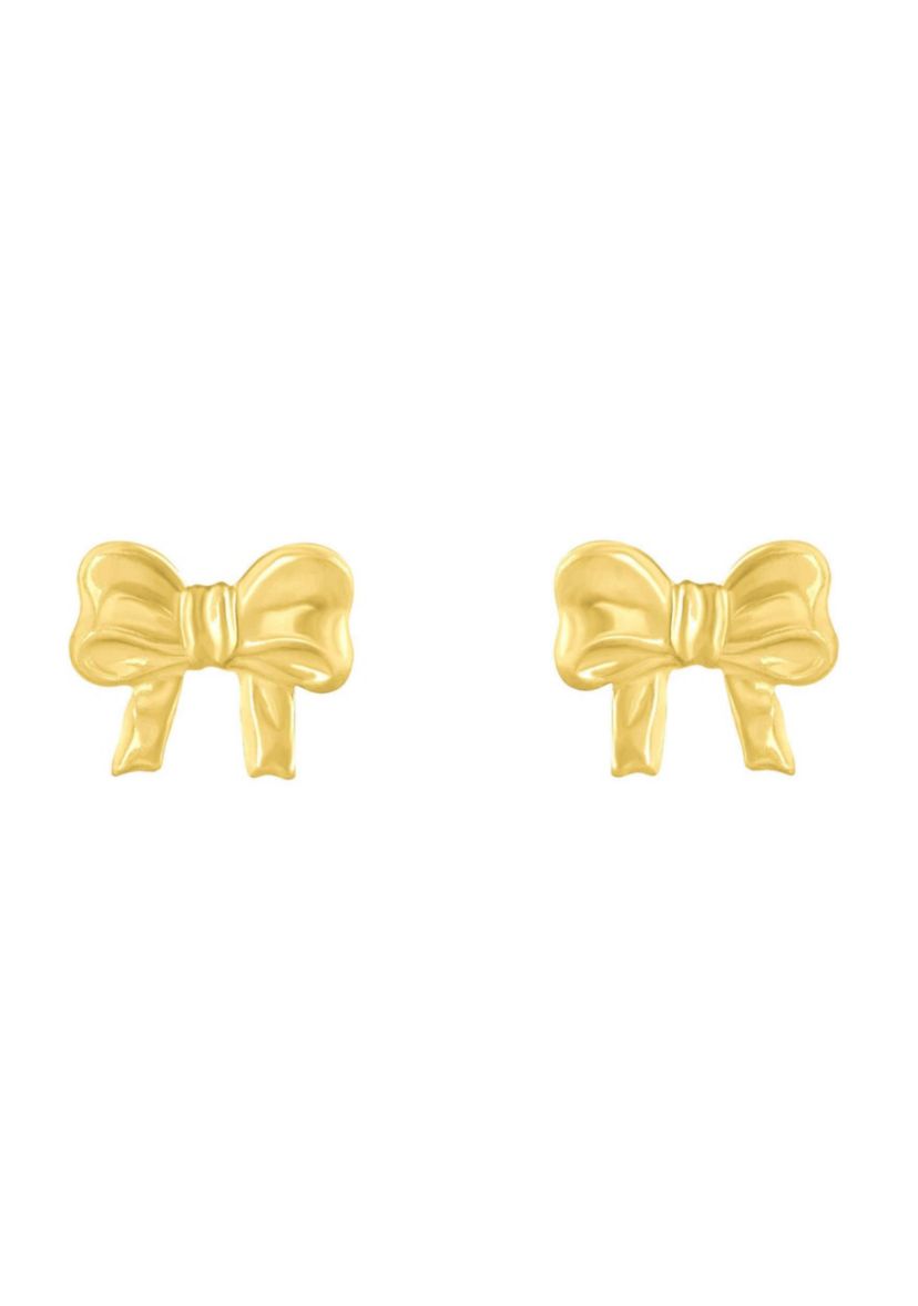 14K Yellow Gold Bow Stud Earrings