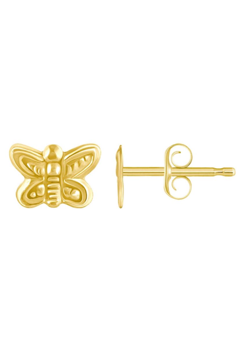 14K Yellow Gold Butterfly Stud Earrings