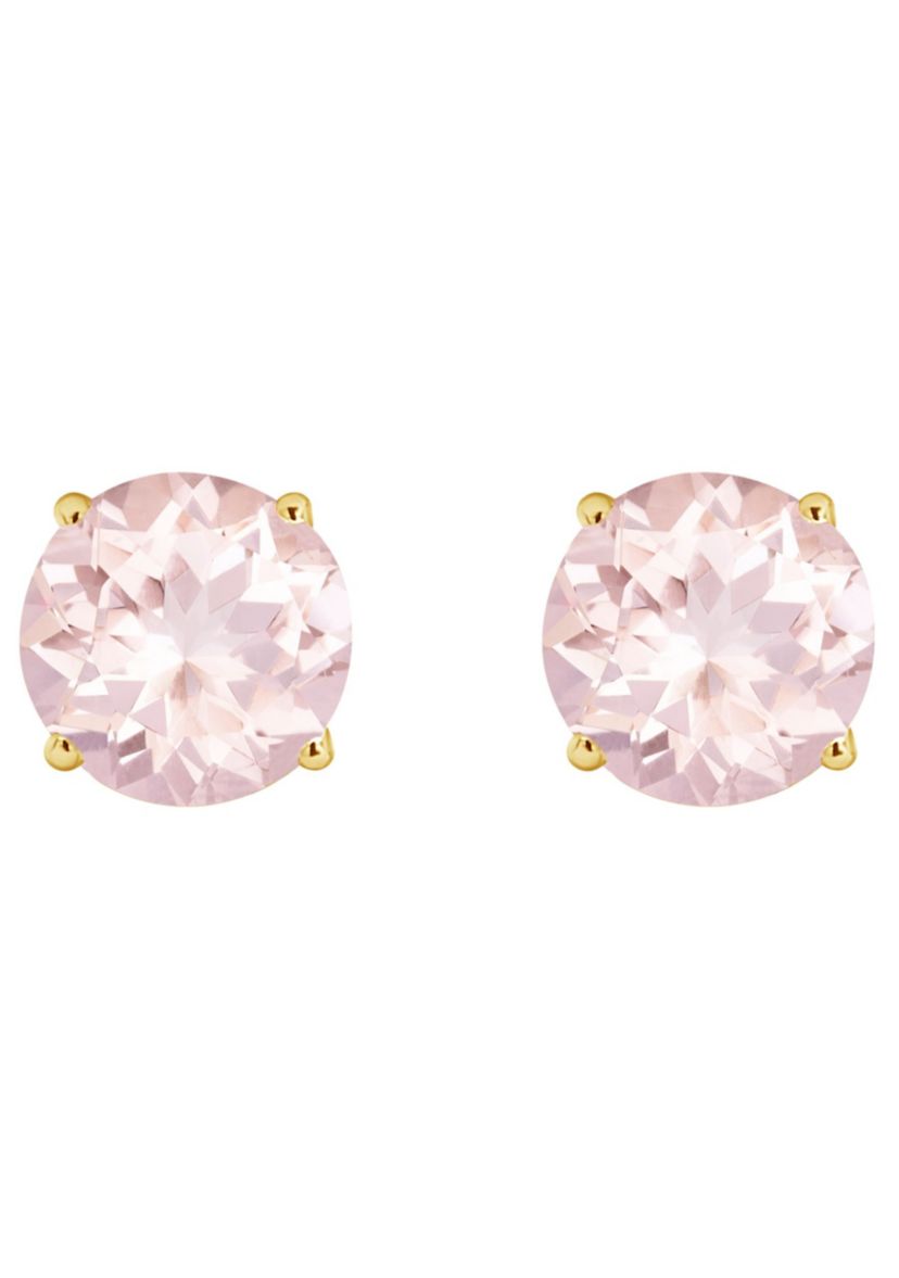 14K Yellow Gold 7mm Round Morganite Stud Earrings