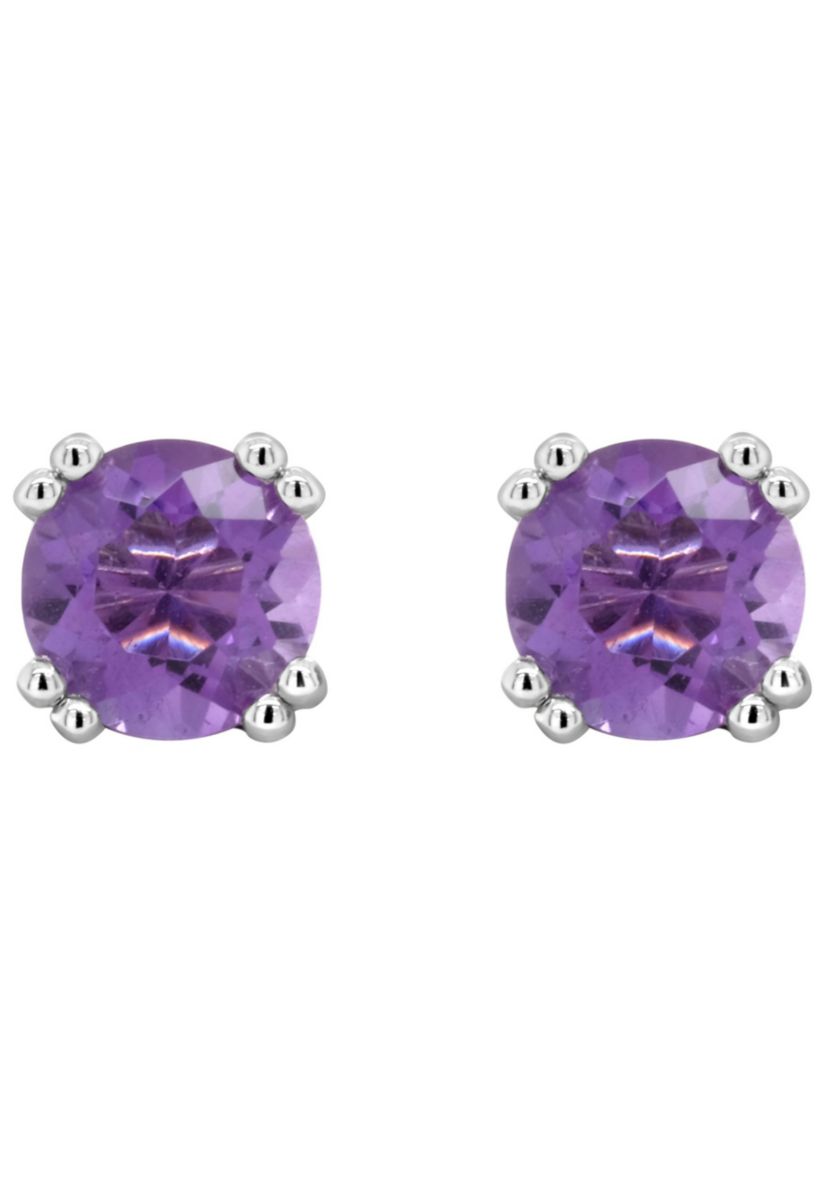 Sterling Silver 7mm Round Amethyst Stud Earrings