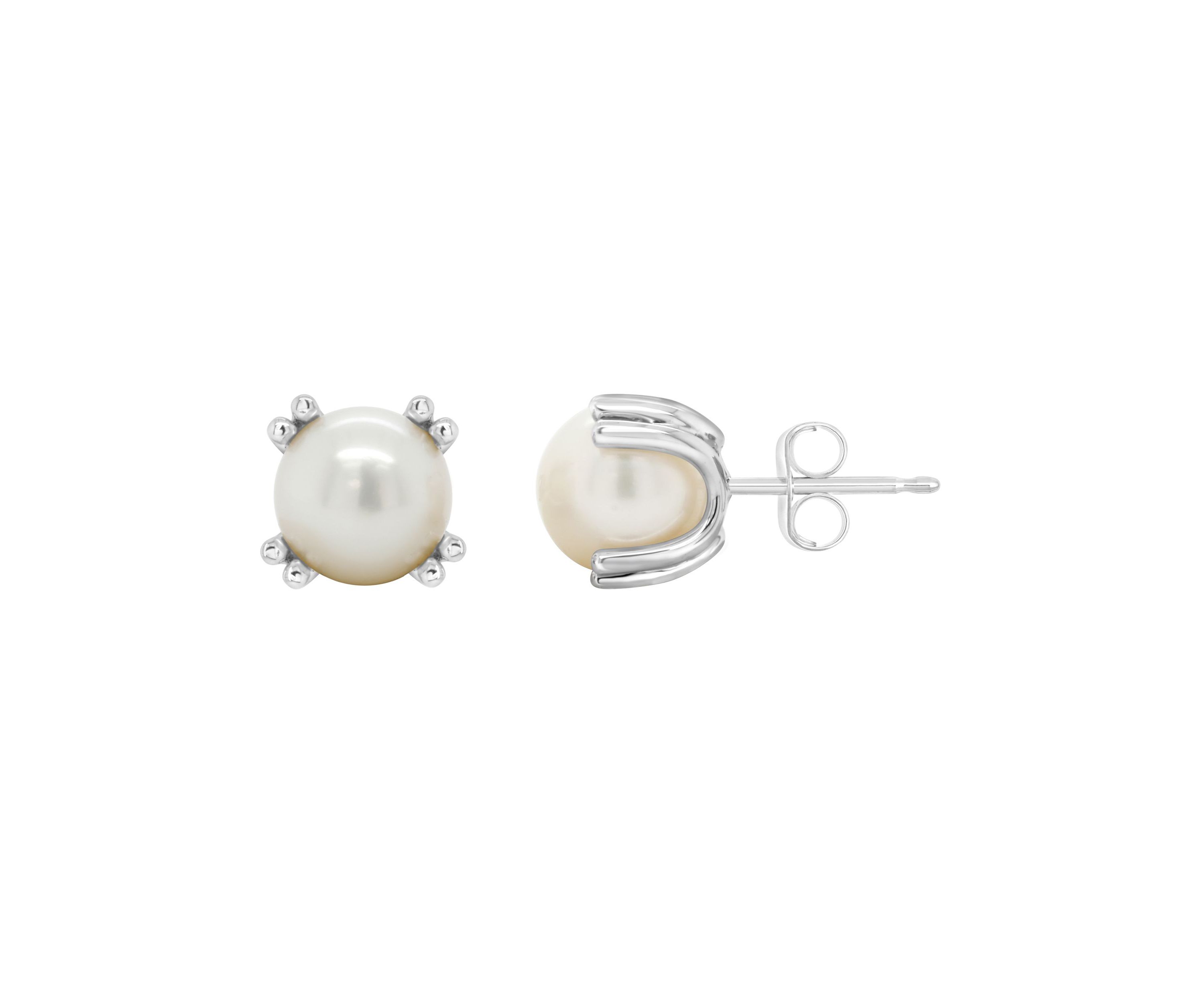 Sterling Silver 7mm Round Pearl Stud Earrings