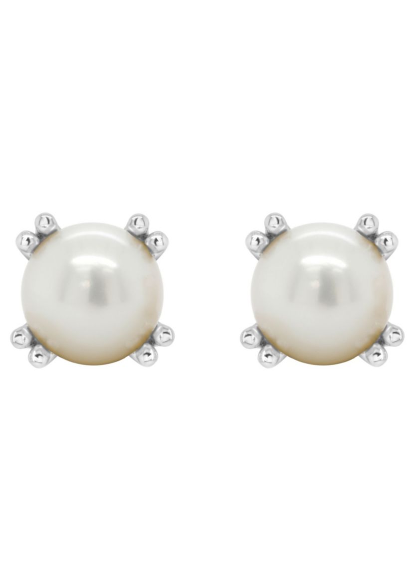 Sterling Silver 7mm Round Pearl Stud Earrings