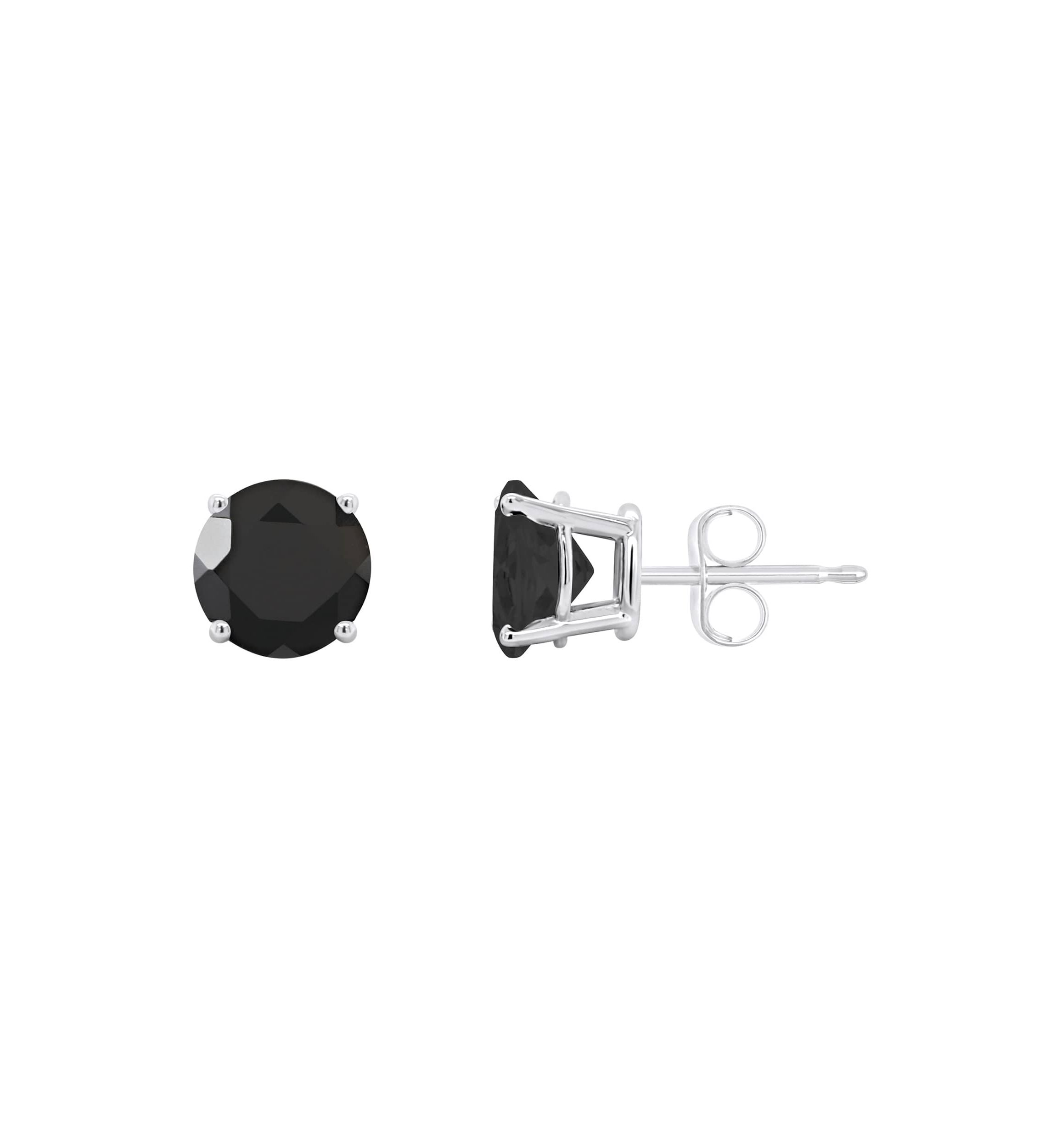 Sterling Silver 7mm Round Black Onyx Stud Earrings