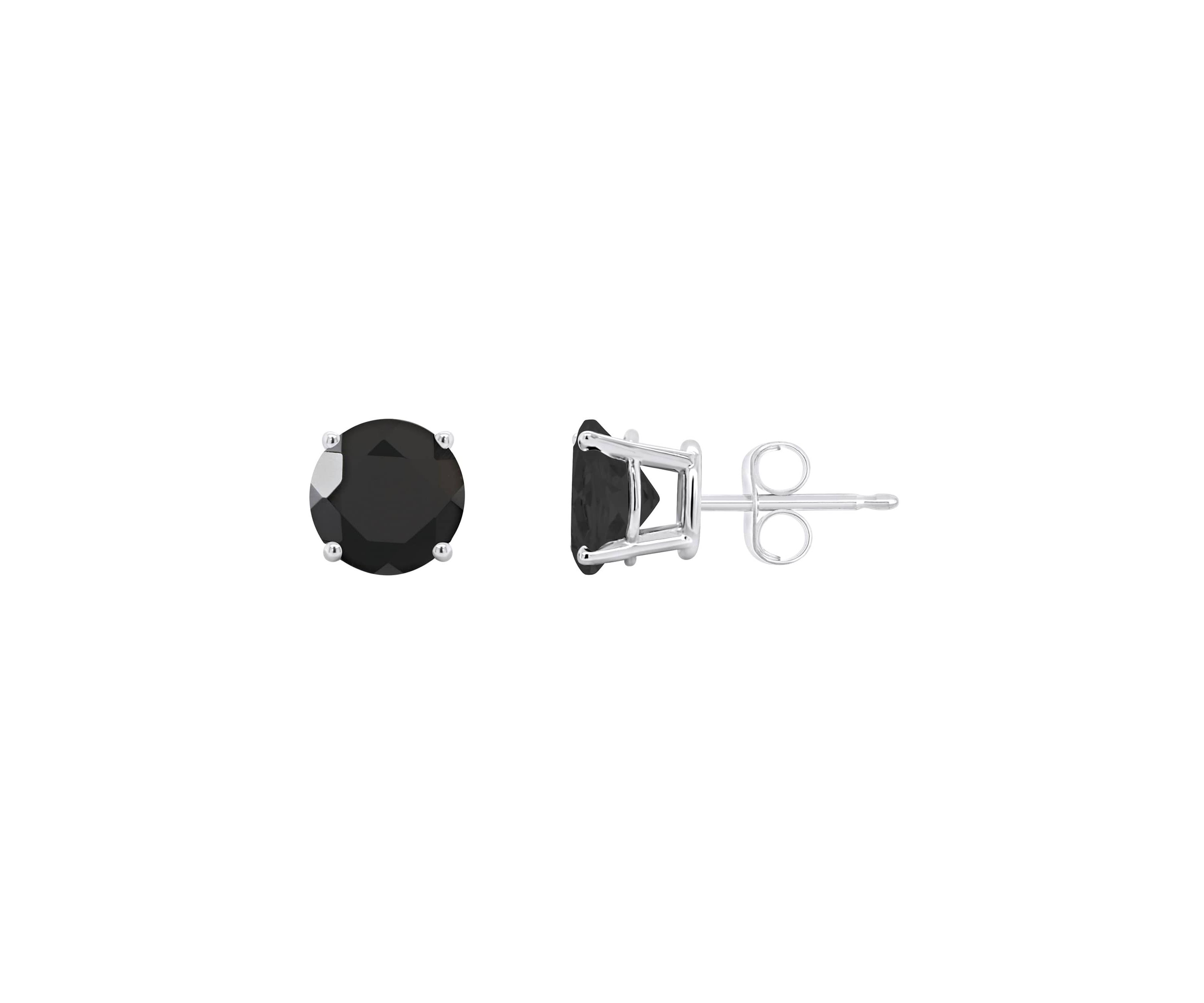 Sterling Silver 7mm Round Black Onyx Stud Earrings