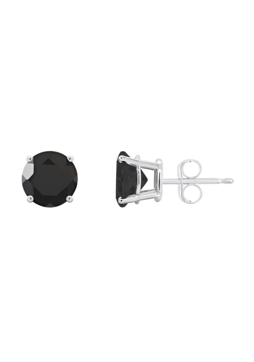 Sterling Silver 7mm Round Black Onyx Stud Earrings