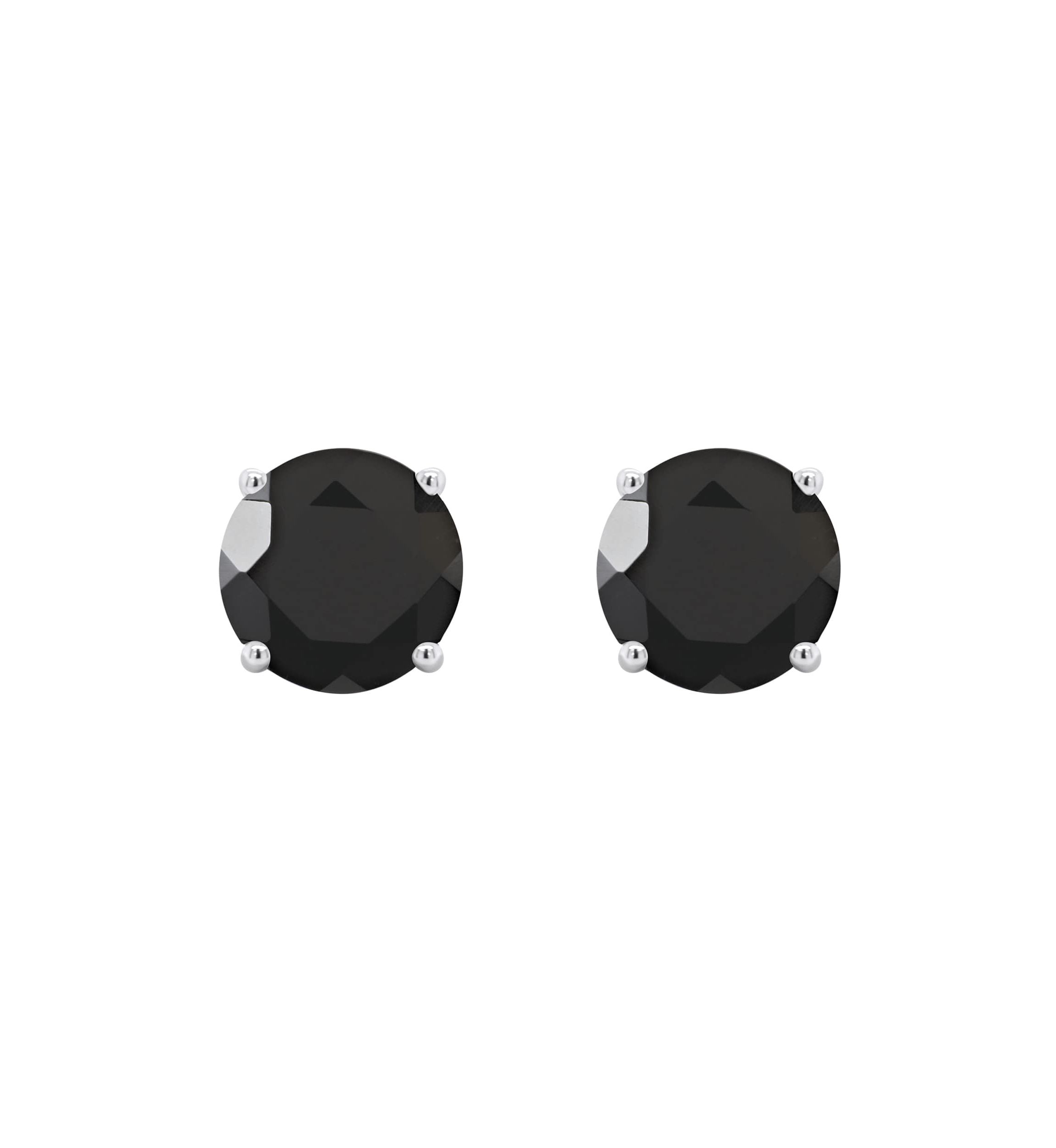 Sterling Silver 7mm Round Black Onyx Stud Earrings