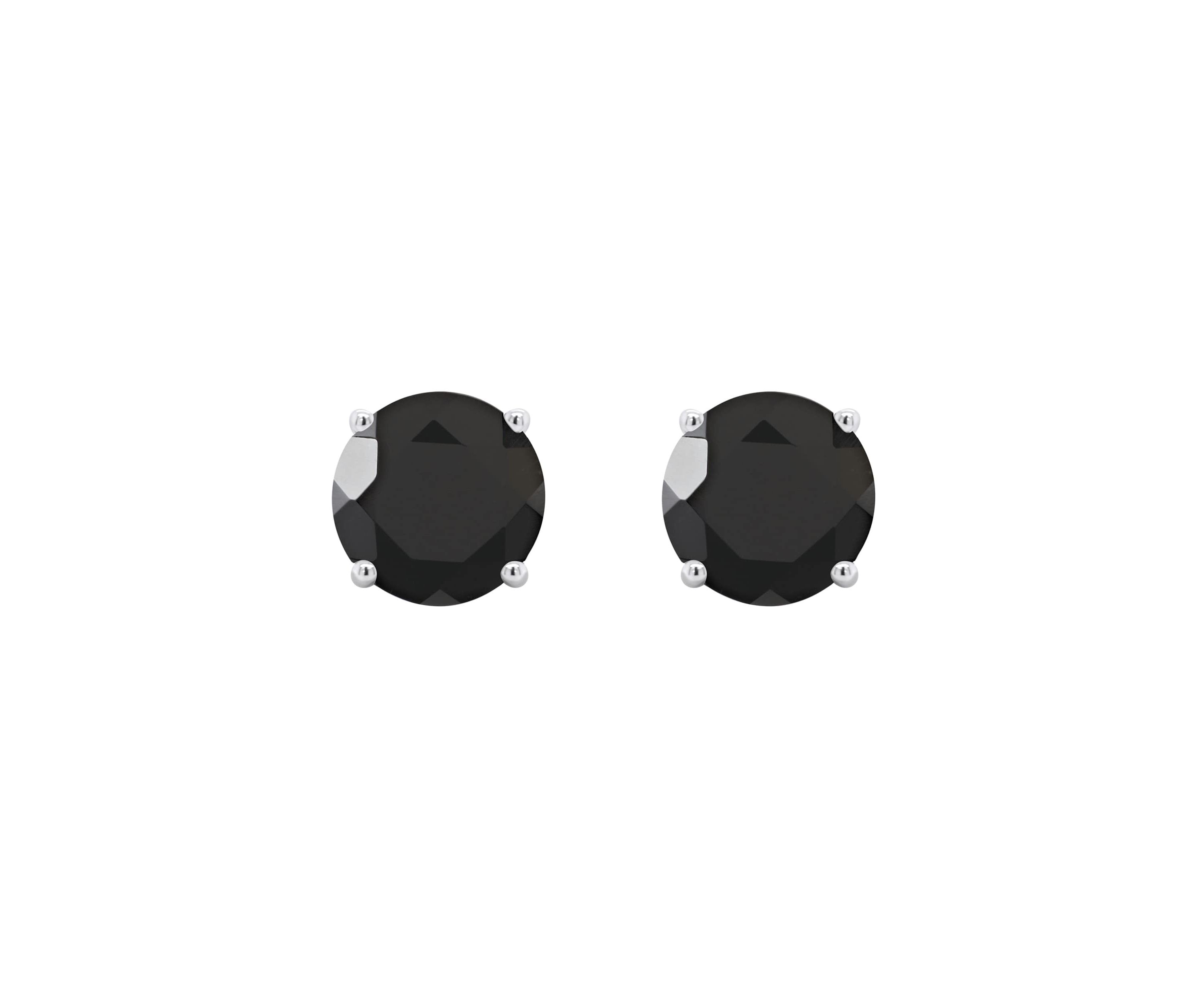 Sterling Silver 7mm Round Black Onyx Stud Earrings