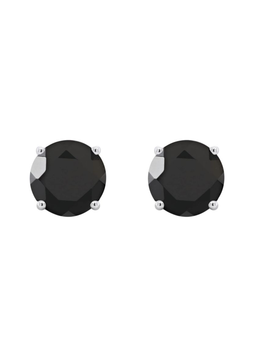 Sterling Silver 7mm Round Black Onyx Stud Earrings