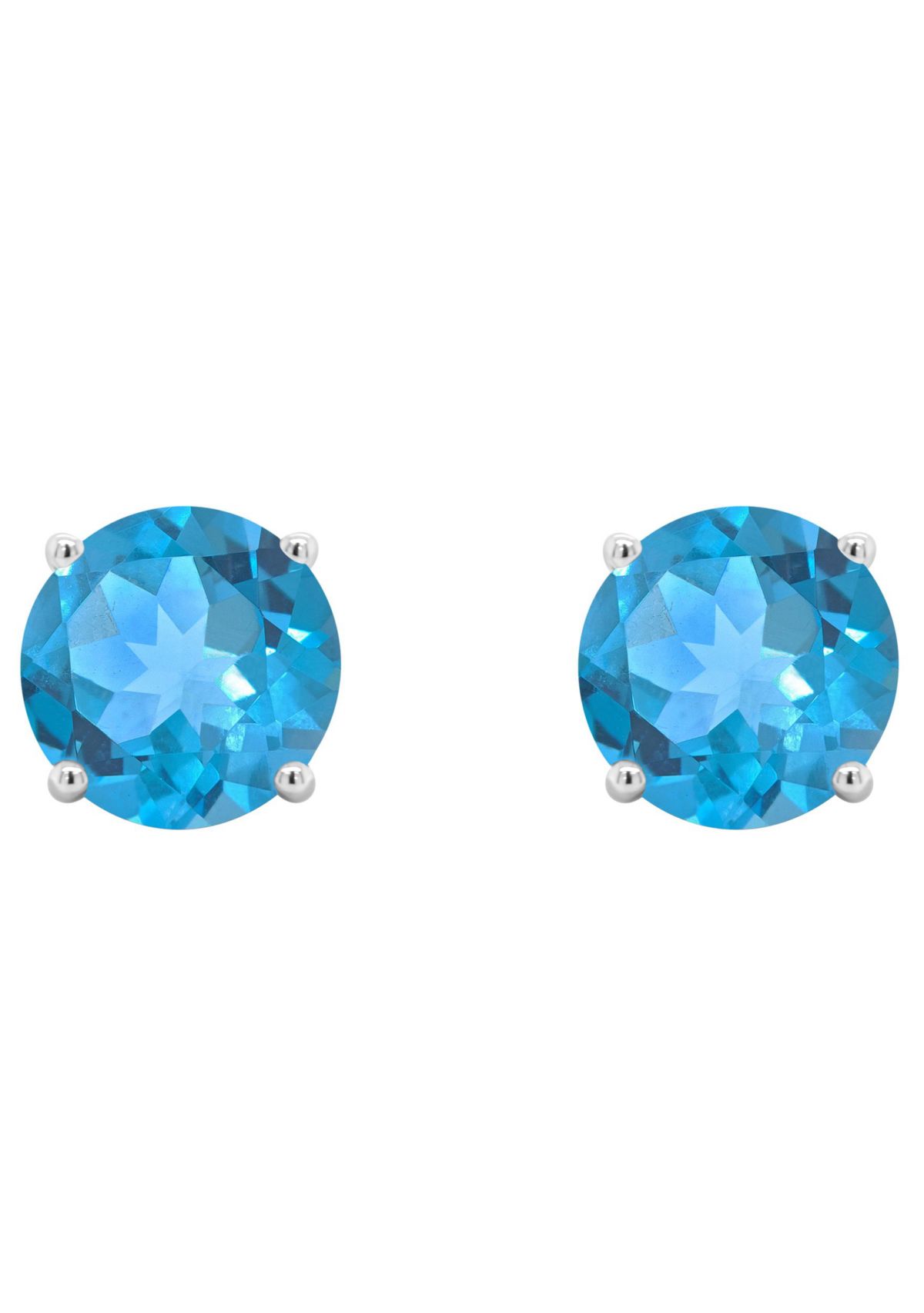 Sterling Silver 7mm Round Blue Topaz Stud Earrings