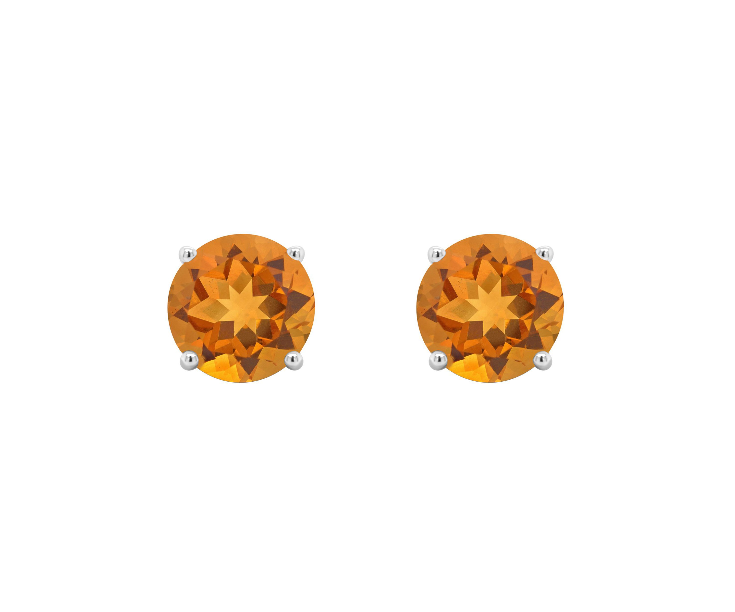 Sterling Silver 7mm Round Citrine Stud Earrings