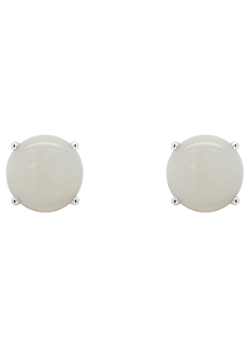 Sterling Silver 7mm Round Opal Stud Earrings