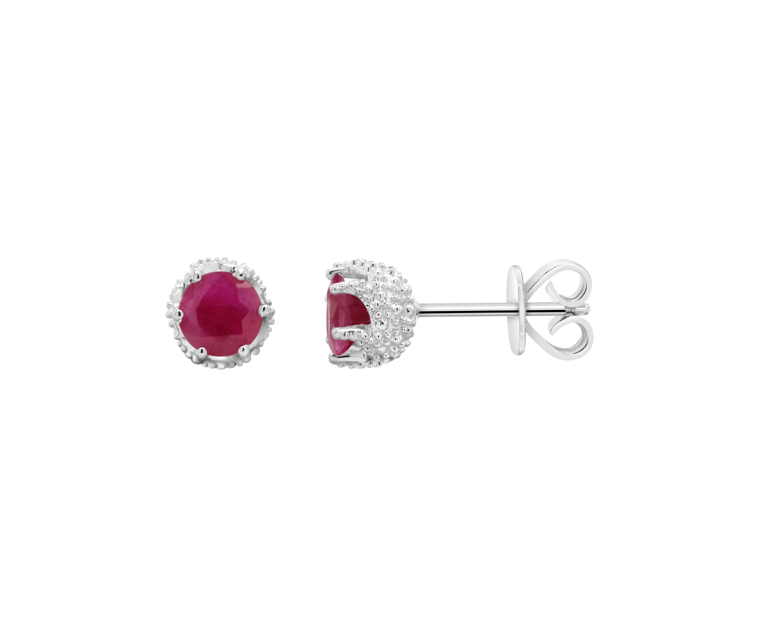 Sterling Silver 5mm Round Ruby Stud Earrings
