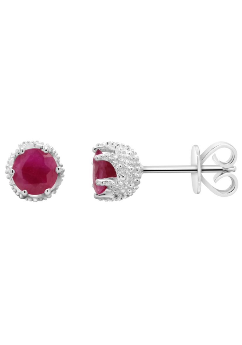 Sterling Silver 5mm Round Ruby Stud Earrings