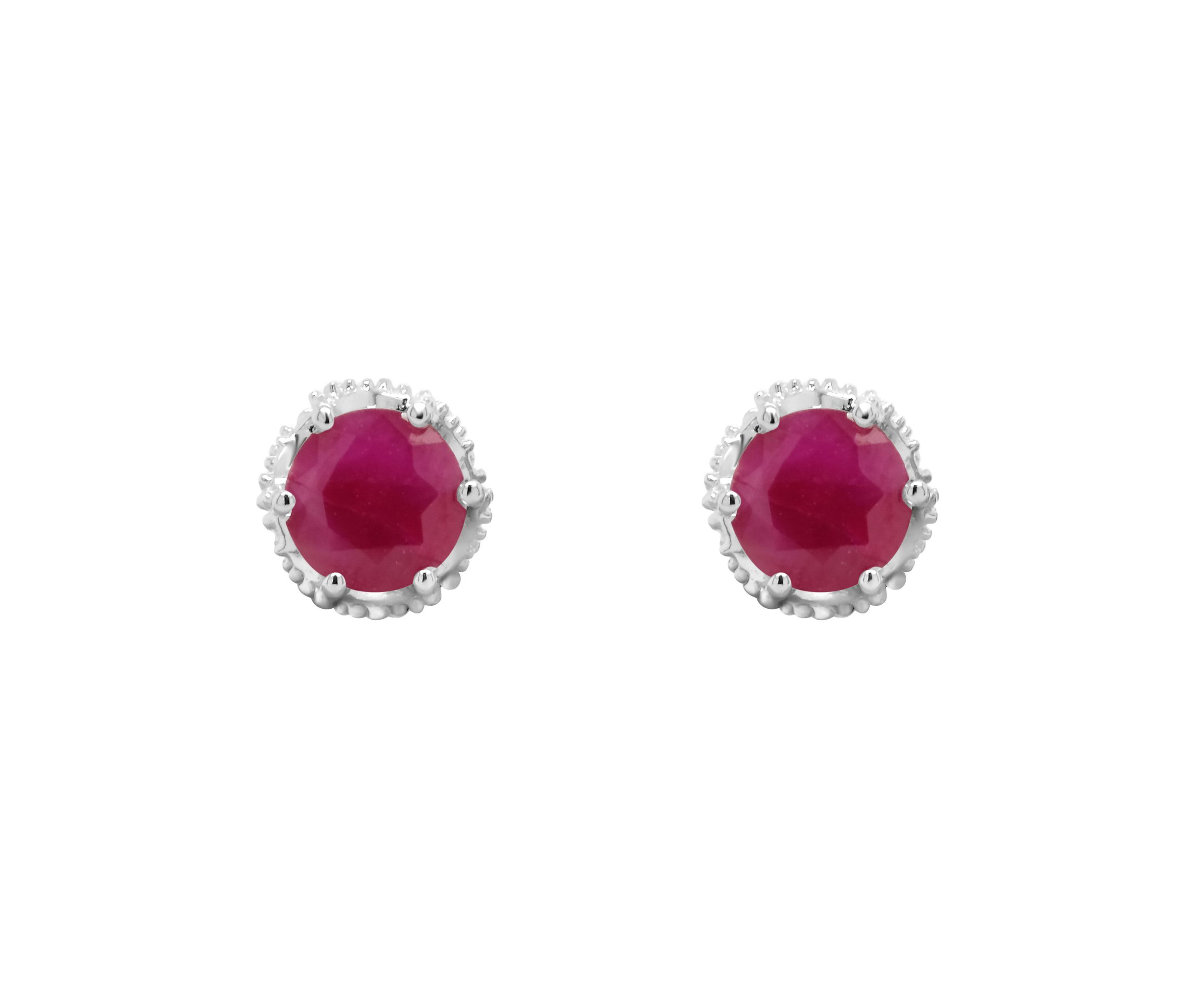 Sterling Silver 5mm Round Ruby Stud Earrings