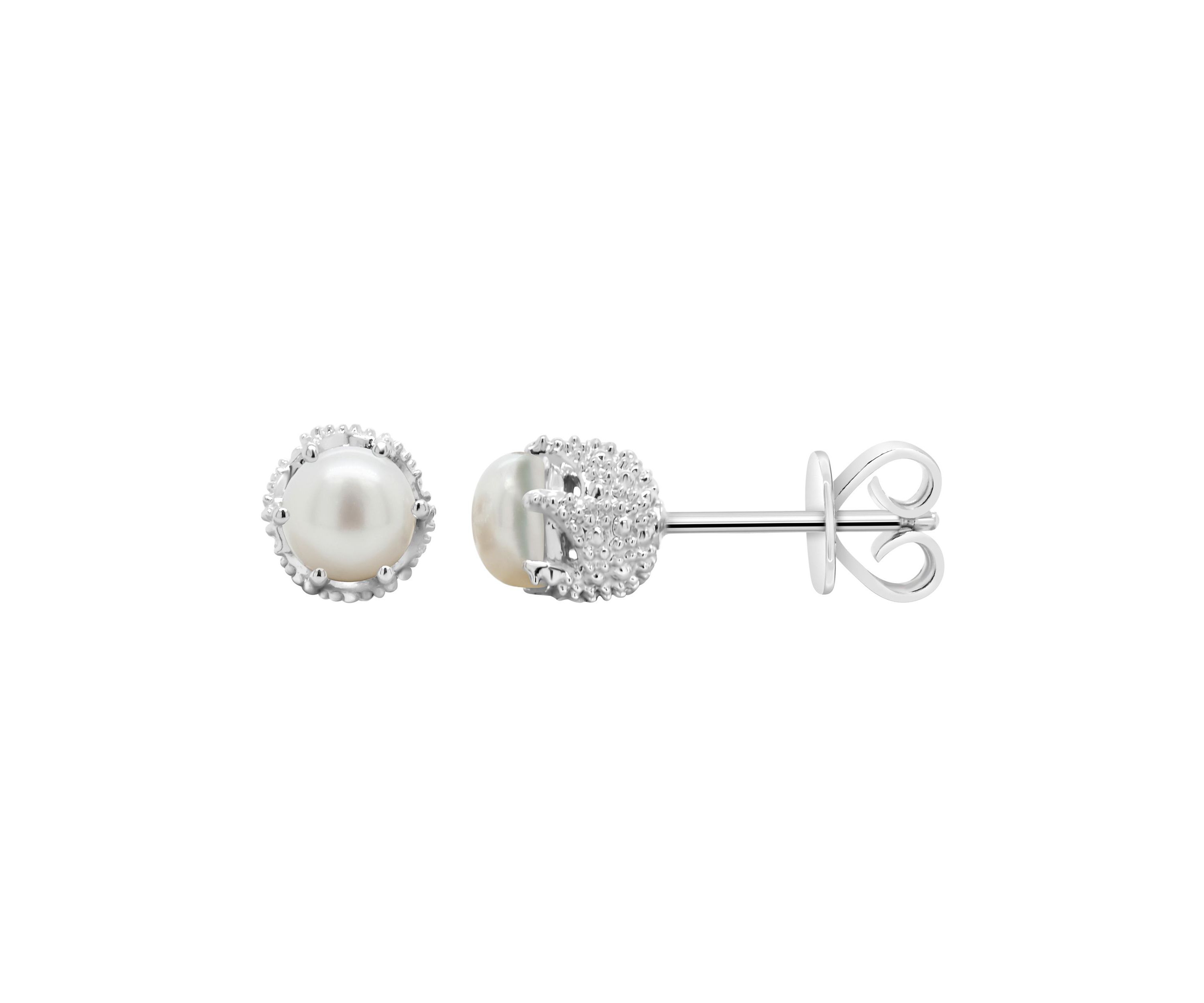 Sterling Silver 6mm Round Pearl Stud Earrings