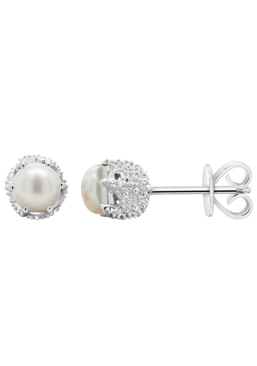 Sterling Silver 6mm Round Pearl Stud Earrings