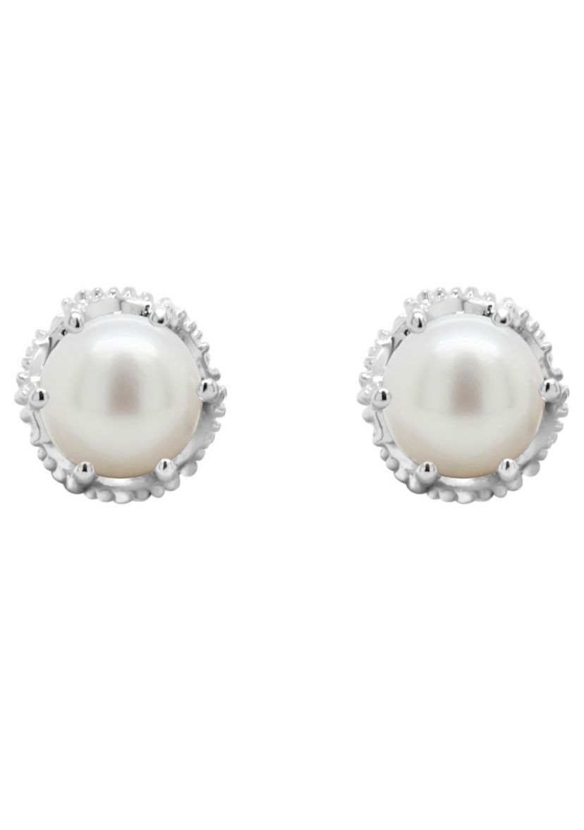 Sterling Silver 6mm Round Pearl Stud Earrings