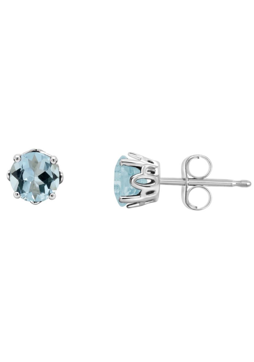 Sterling Silver 5mm Round Aquamarine Stud Earrings