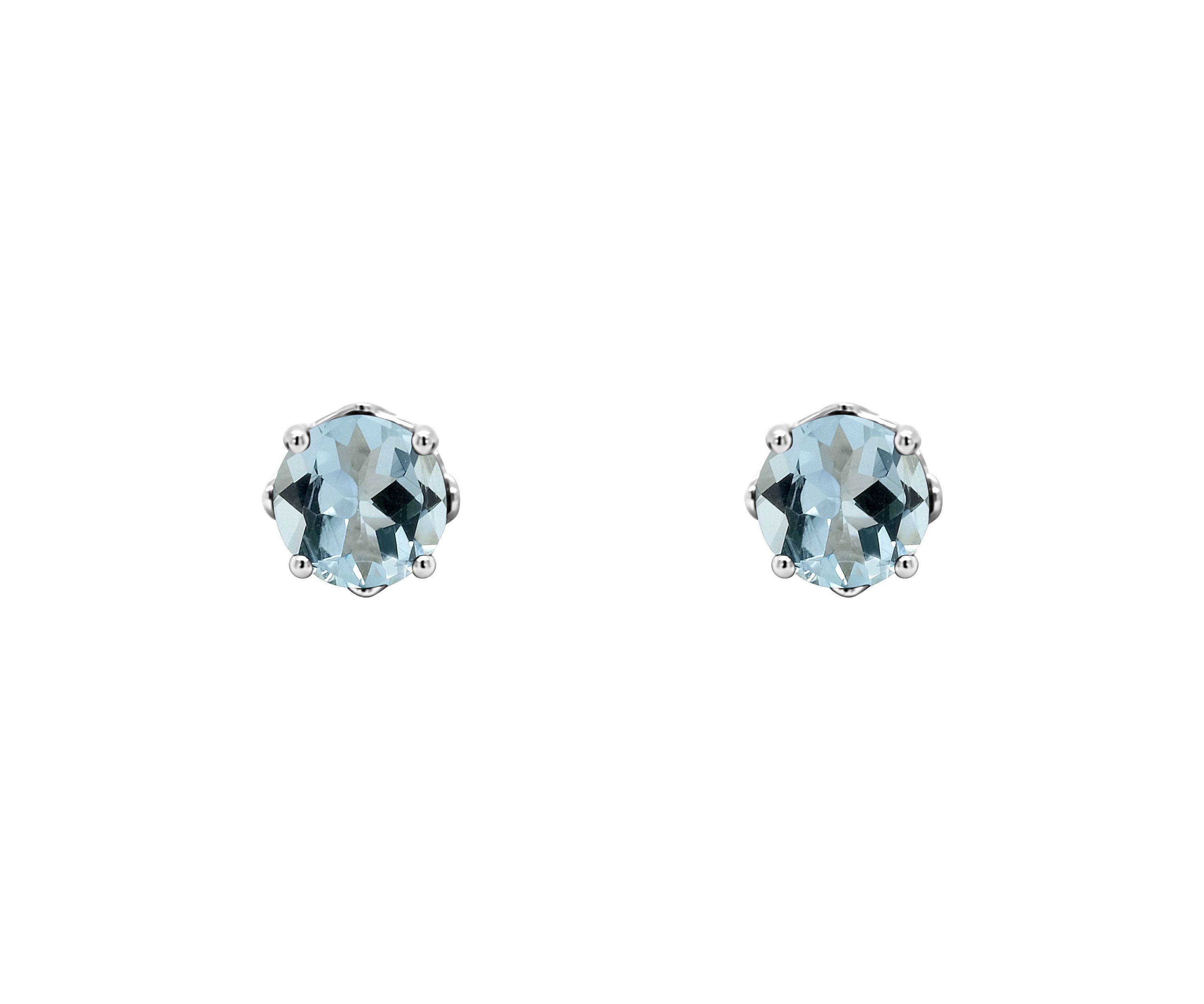 Sterling Silver 5mm Round Aquamarine Stud Earrings