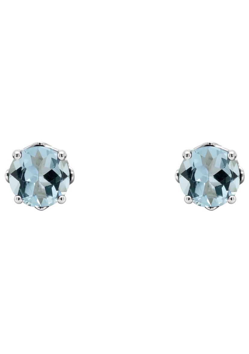 Sterling Silver 5mm Round Aquamarine Stud Earrings