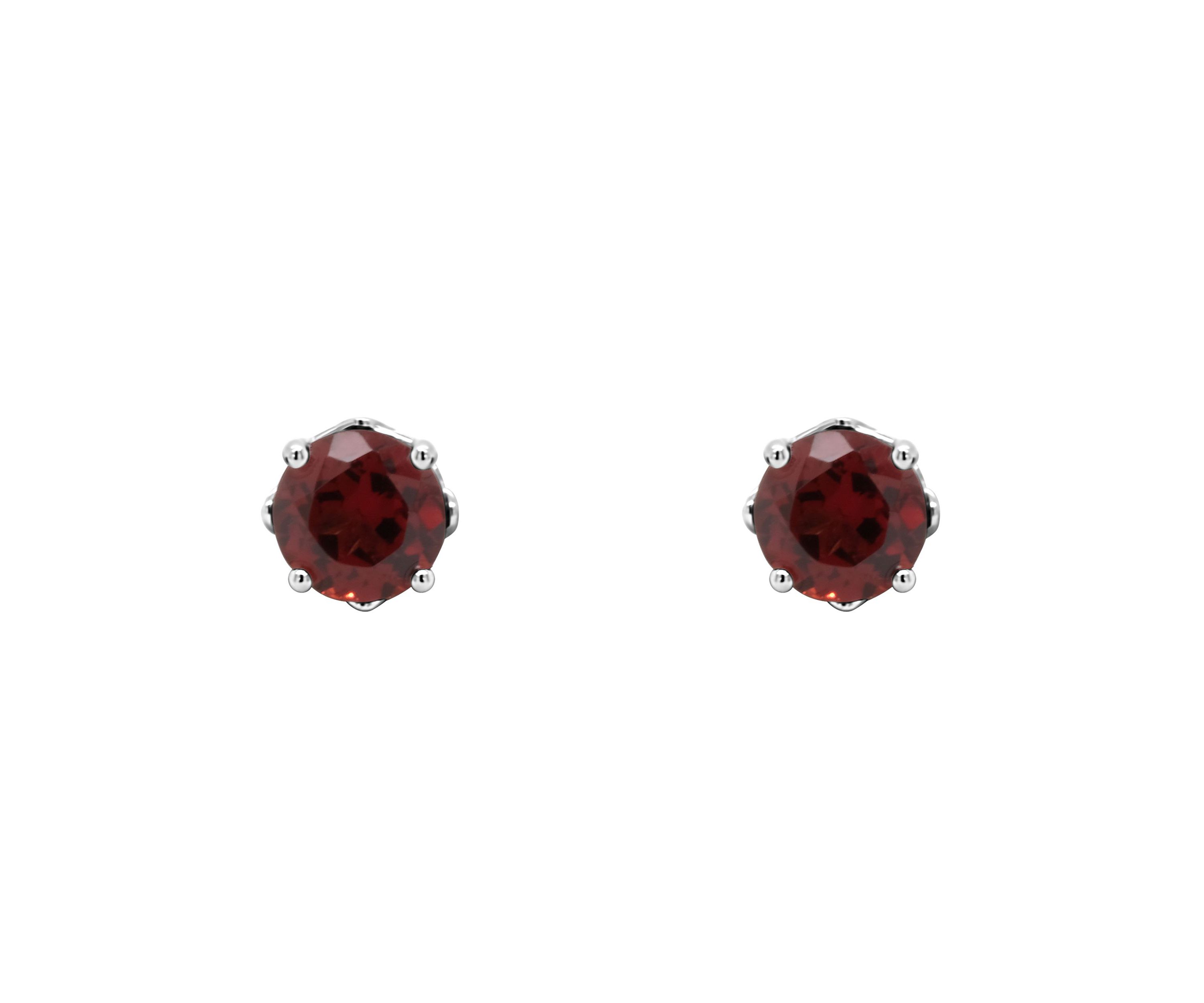 Sterling Silver 5mm Round Garnet Stud Earrings