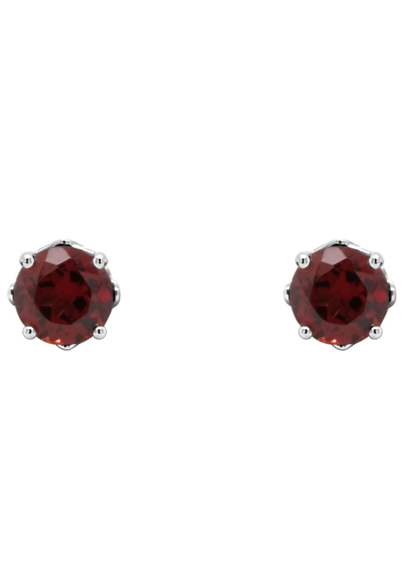 Sterling Silver 5mm Round Garnet Stud Earrings