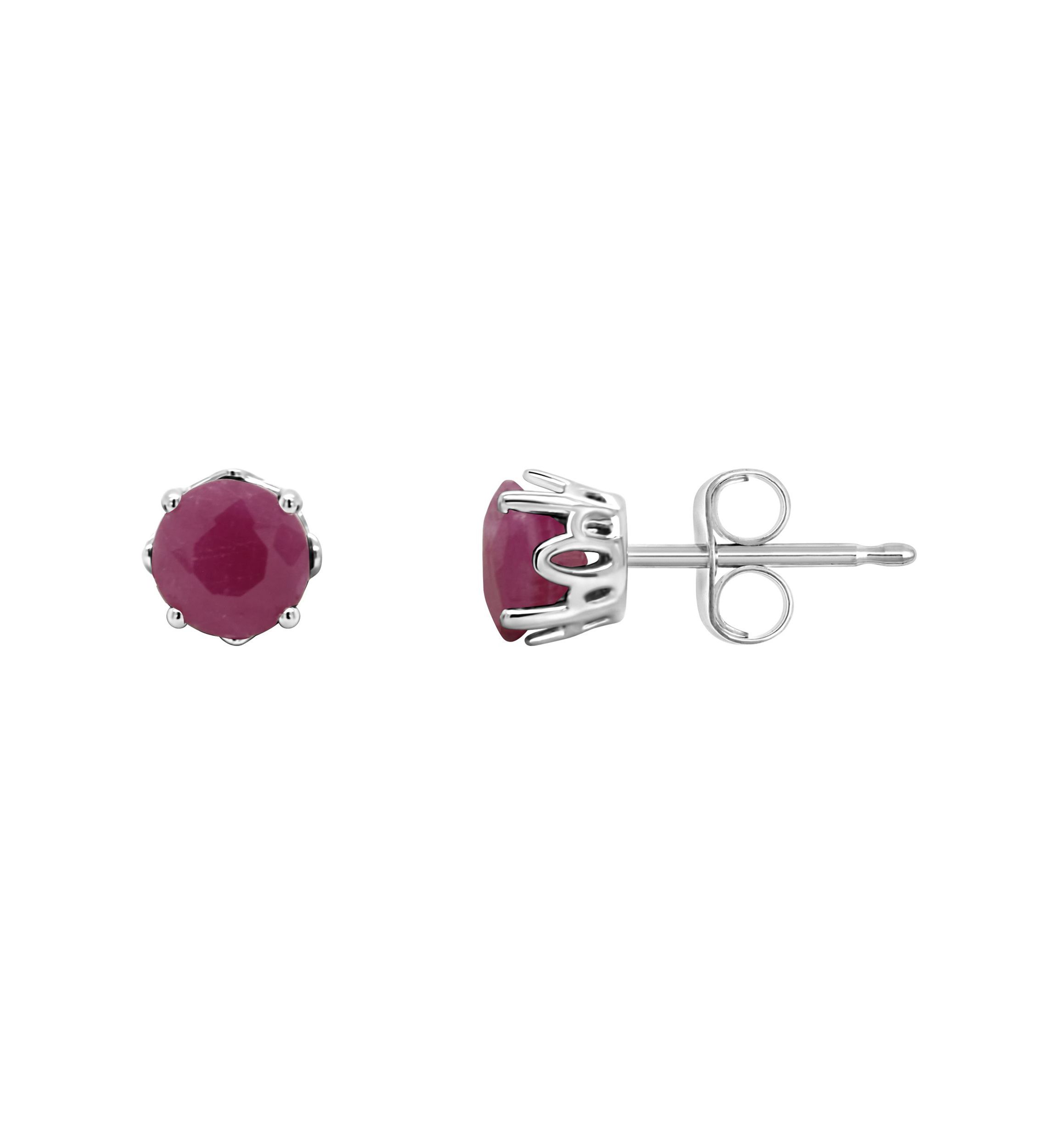 Sterling Silver 5mm Round Ruby Stud Earrings