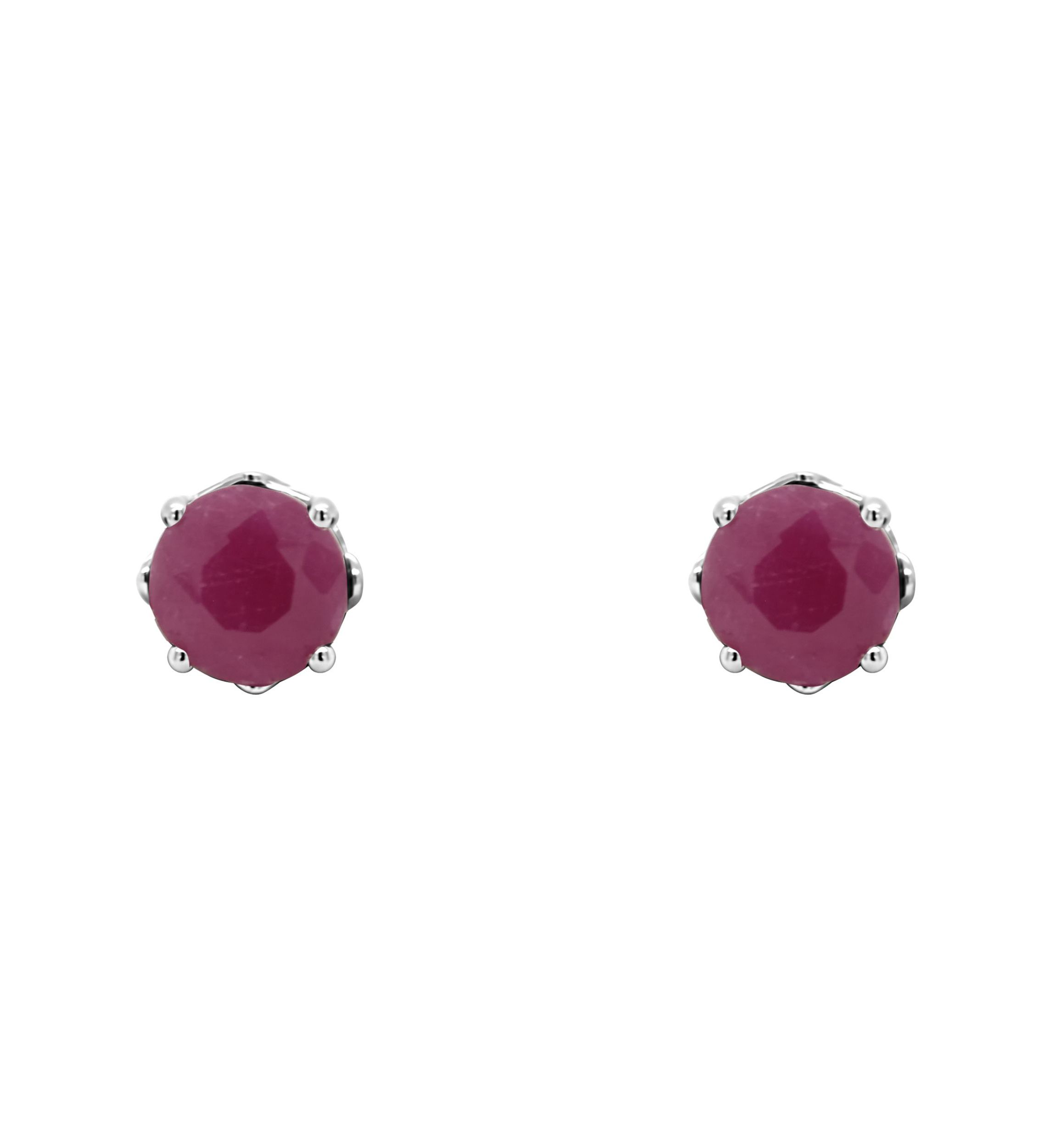 Sterling Silver 5mm Round Ruby Stud Earrings