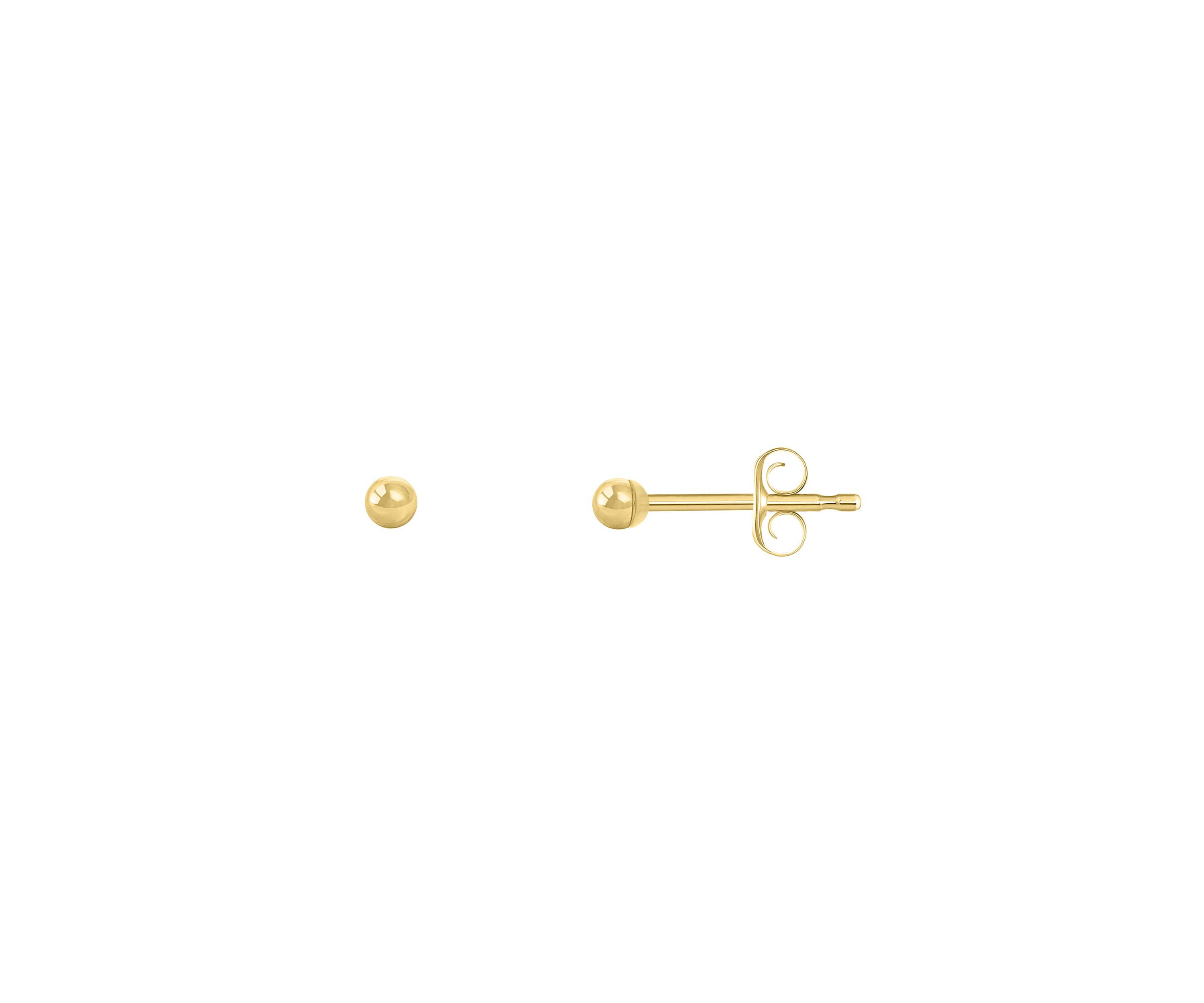 14K Yellow Gold 2mm Ball Stud Earrings