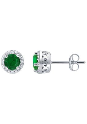 Belk & Co Lab Created Sterling Silver 5mm Round Gemstone And White Sapphire Stud Earrings